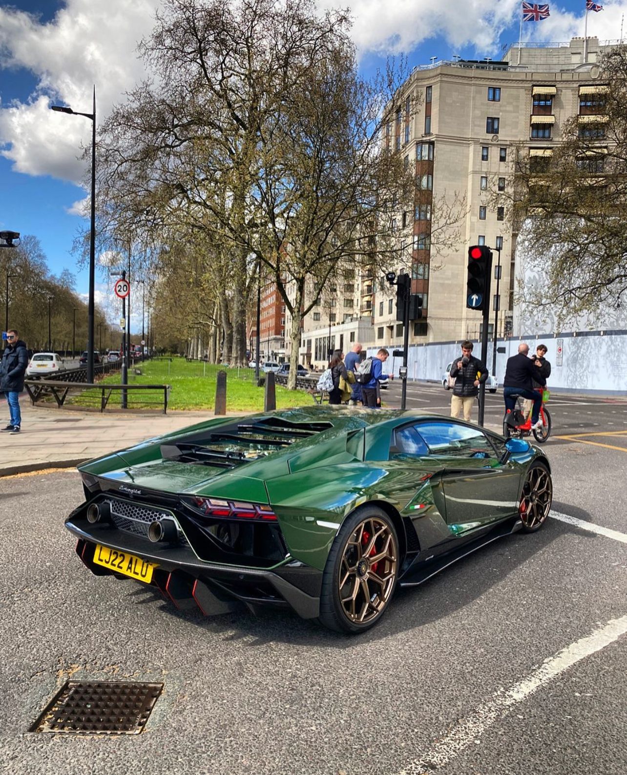 Green Lamborghini Aventador in London