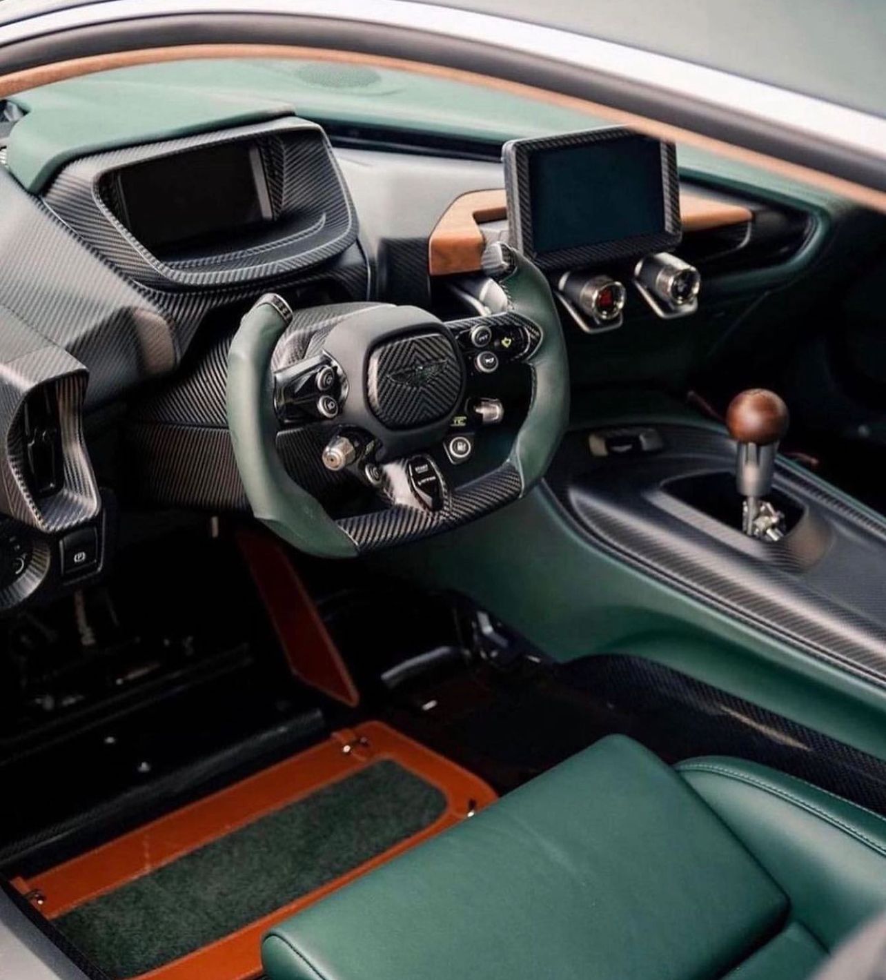 Green Interior of Green Aston Martin Victor