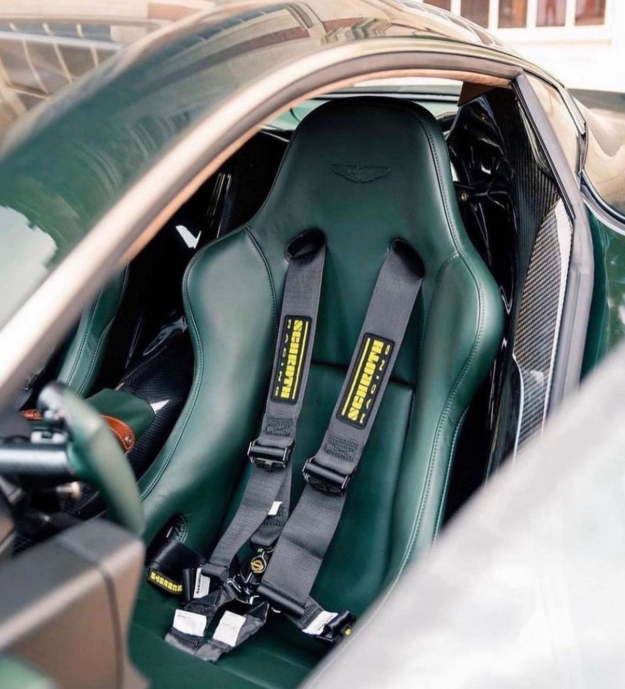 Green Interior of Green Aston Martin Victor
