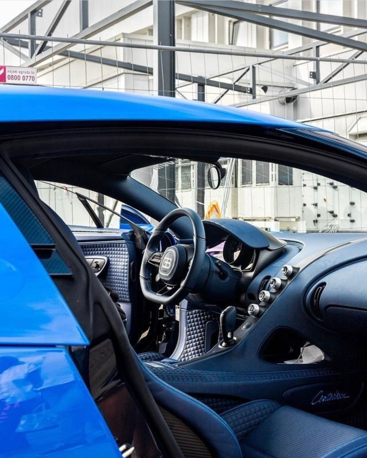 Interior of Blue Bugatti Centodieci 